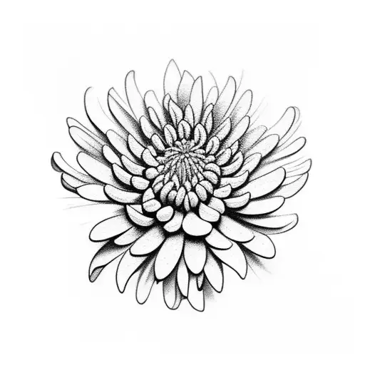 Blackwork Chrysanthemum Flower Tattoo