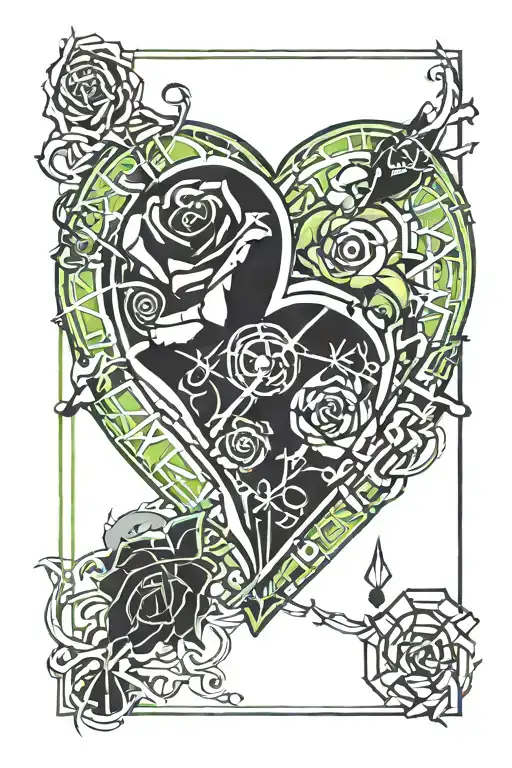 Heart wrapped with words "I love you Ciara, my irish rose" with some irish rose tattoo design idea