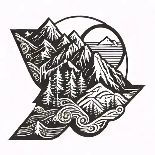 Mountains, Wilderness tattoo design idea