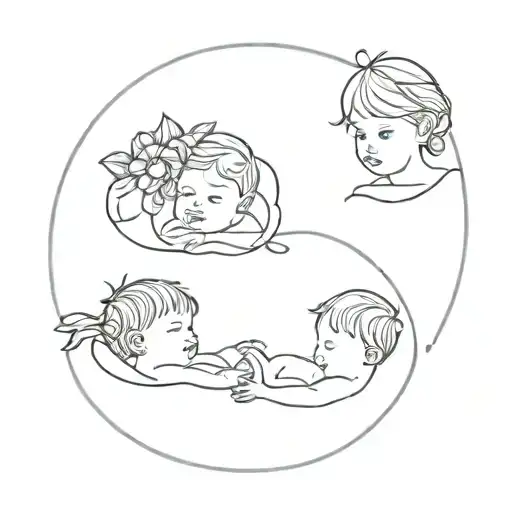 3 children birth dates tattoo design idea