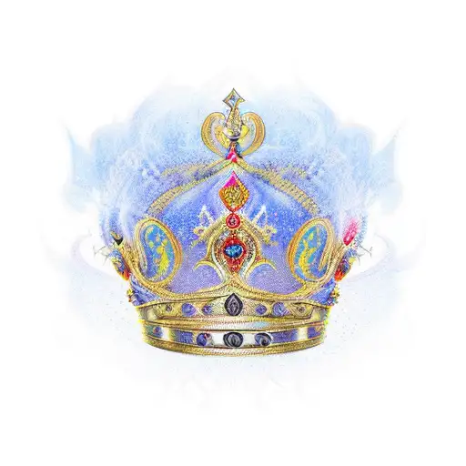 A majestic crown adorned with intricate sword designs tattoo design idea
