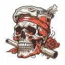 shot glass with skull in chef hat smoking tattoo design idea