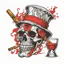 shot glass with skull in chef hat smoking tattoo design idea