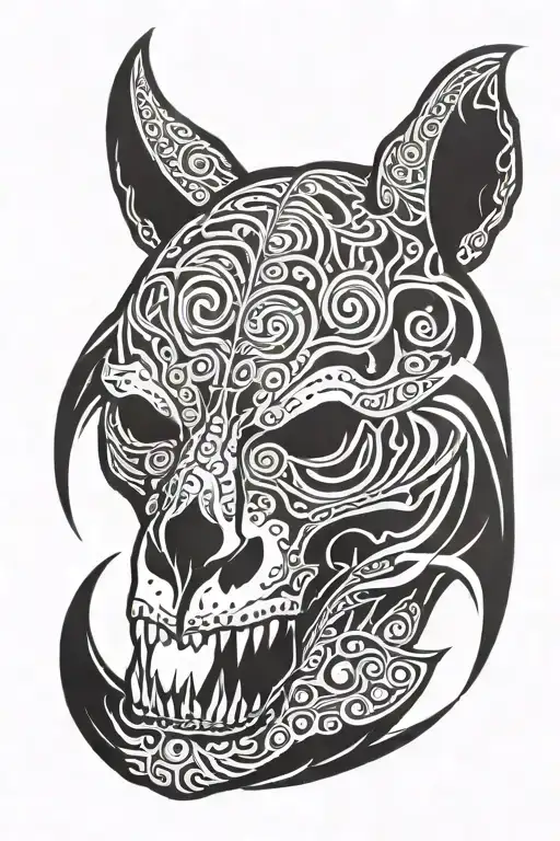 Fierce Bear skull looking to side view tattoo design idea