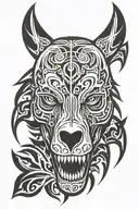 Fierce Bear skull looking to side view tattoo design idea