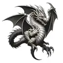 Detailed Gothic Dragon Wrapping Around Arm Tattoo tattoo design idea