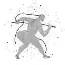 A silhouette of a person exercising at the gym with a heartbeat line incorporated into their movements tattoo design idea