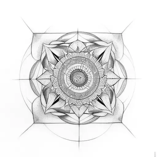 mandala and geometric shapes on forearm half sleeve tattoo design idea