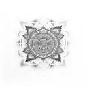 mandala and geometric shapes on forearm half sleeve tattoo design idea