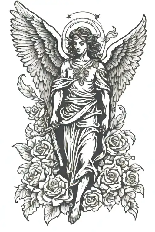 biblical angel tattoo design idea