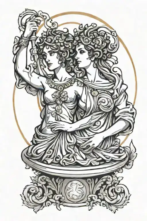 Greek Apollo and Hestia tattoo design idea