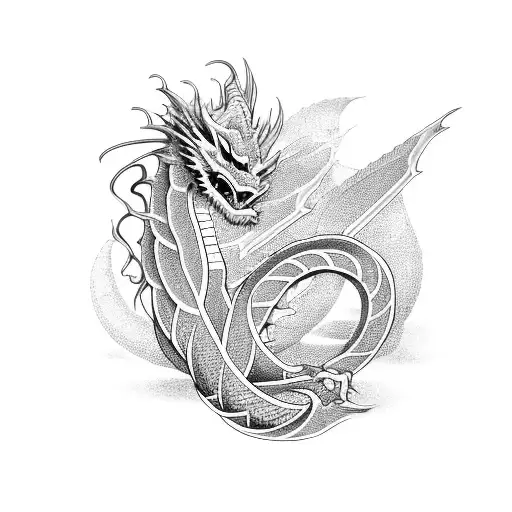 An intricate dragon wrapped around the infinity symbol tattoo design idea