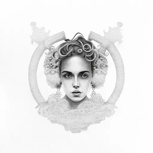 silhoutte symbolising my mother of her whole body with big hoop earings and curly hair without her face tattoo design idea