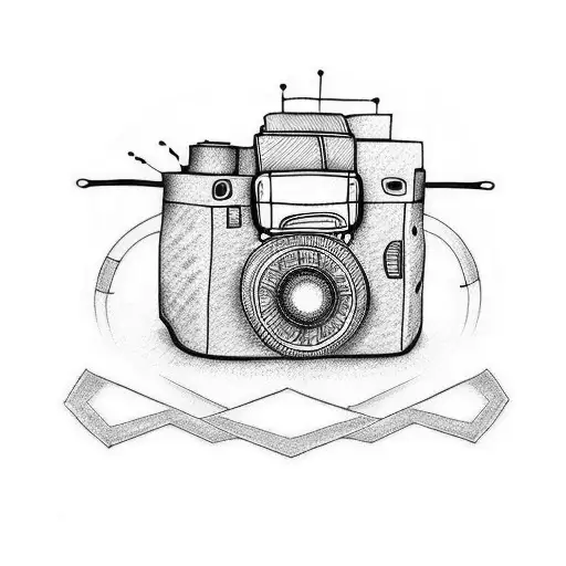 Camera with music tattoo design idea