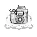 Camera with music tattoo design idea
