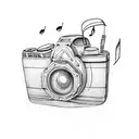 Camera with music tattoo design idea
