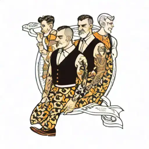 four men in dresses tattoo design idea