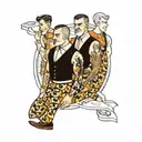 four men in dresses tattoo design idea