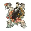 four men in dresses tattoo design idea