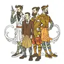 four men in dresses tattoo design idea