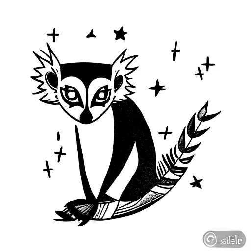 lemurs under stars  tattoo design idea