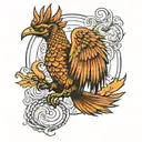 Pheonix Bird flying rapped around Italian horn  tattoo design idea