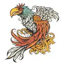 Pheonix Bird flying rapped around Italian horn  tattoo design idea