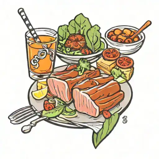 meal with meat tattoo design idea