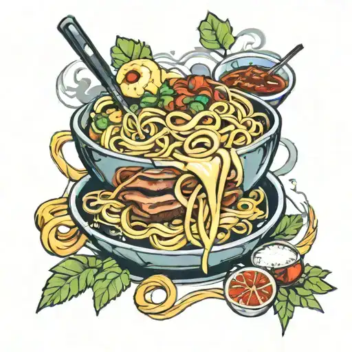 meal with noodles tattoo design idea