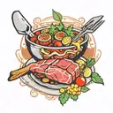 meal with meat tattoo design idea