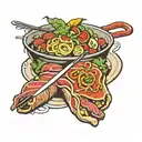 meal with meat tattoo design idea