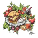 vegan meal tattoo design idea