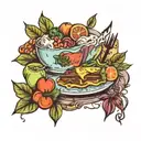 vegan meal tattoo design idea