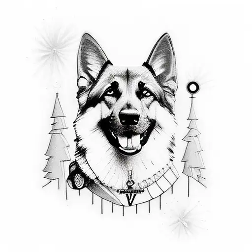 positivity and peace with German shepherd  tattoo design idea