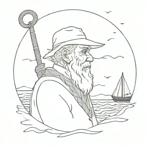 old man and the sea  tattoo design idea