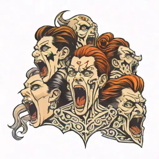 four people screaming  tattoo design idea