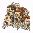 four people screaming  tattoo design idea