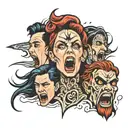 four people screaming  tattoo design idea