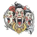 four people screaming  tattoo design idea