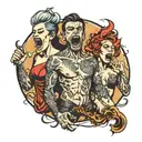 four people screaming  tattoo design idea