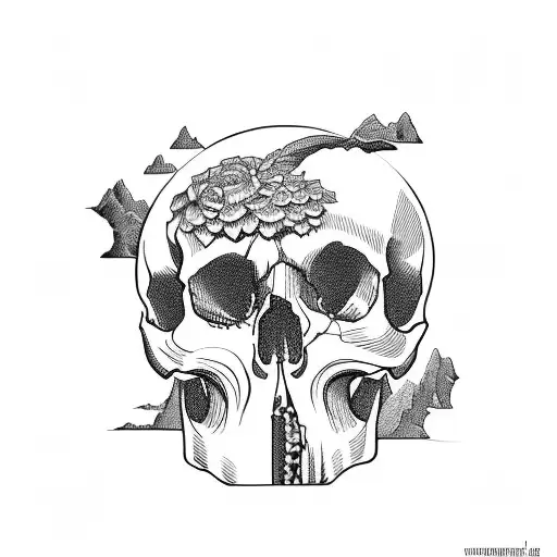 skull mountains music nature spain tattoo design idea