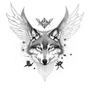 Wolf with wings as a cross tattoo design idea