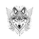 Wolf with wings as a cross tattoo design idea