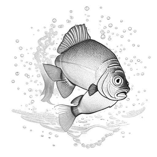 mirror carp swimming through weed on bottom of lake looking for pop up on rig tattoo design idea