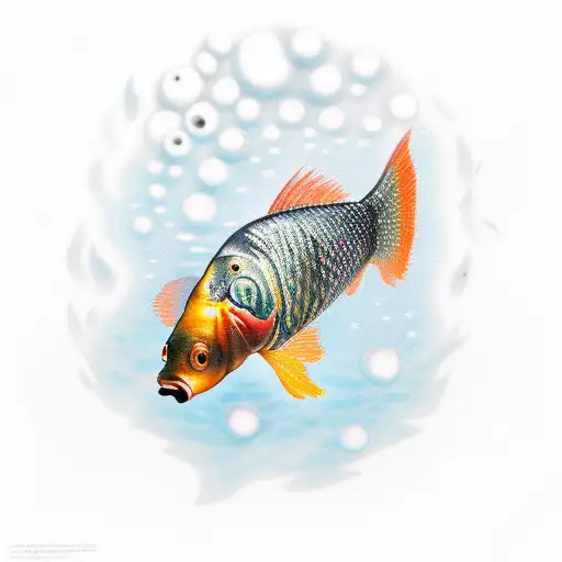 mirror carp in weed underwater tattoo design idea