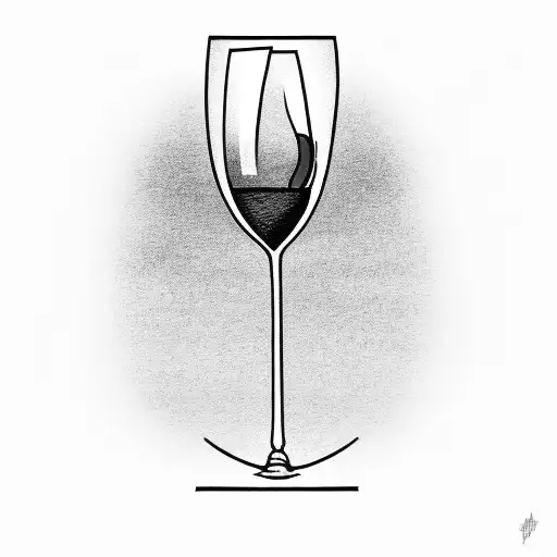 wine glass on a table on a beach with a sunset in the background  tattoo design idea