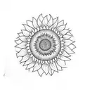 3d sunflower with family name tree tattoo design idea