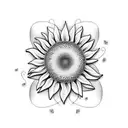 3d sunflower with family name tree tattoo design idea