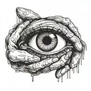 hands open eye looking tattoo design idea