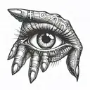 hands open eye looking tattoo design idea